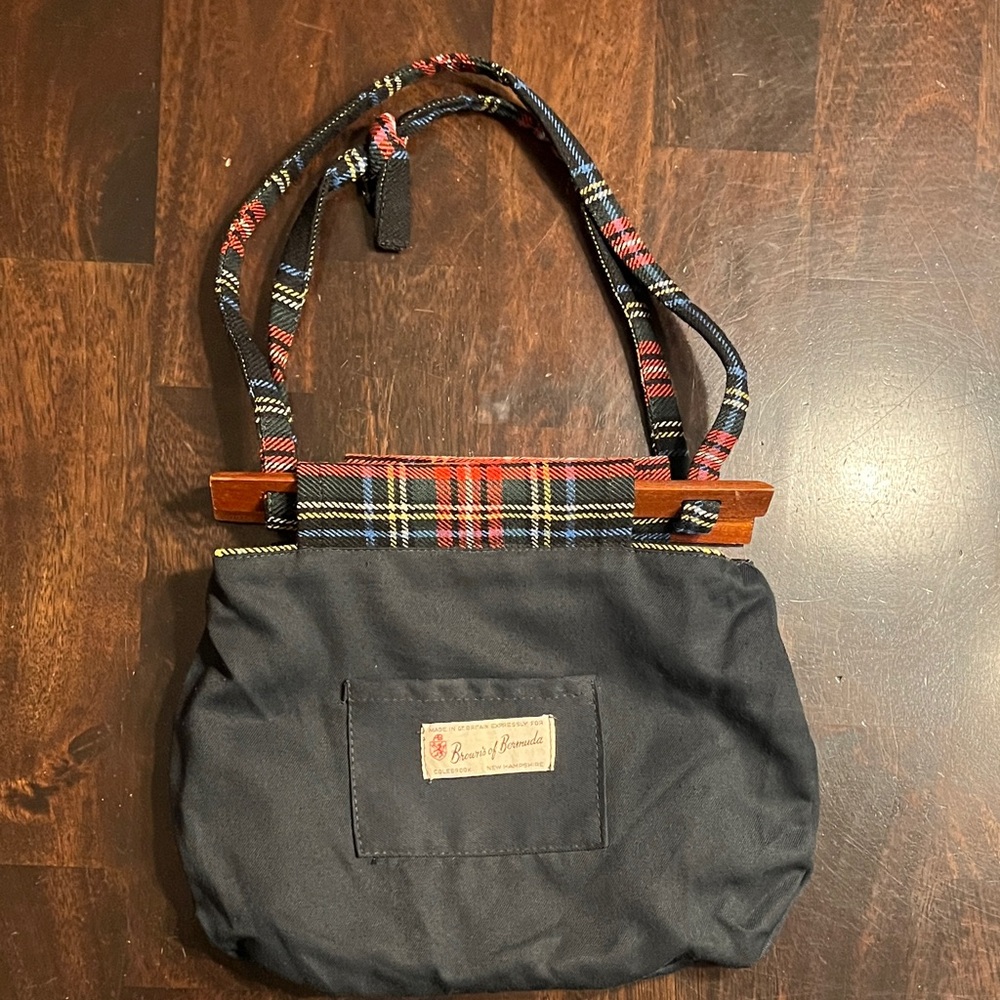 Vintage Brown’s of Bermuda Wood-Handled Plaid Bag - Picture 8 of 13